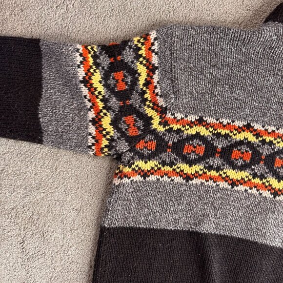 Ruff Hewn Vtg Cardigan Sweater‎ Mens L 70s Hippie Cowboy Zip Mock Neck - Picture 7 of 7